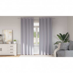 Firany blackout z kółkami 2 pcs Metaliczny Szary 260 x 140 cm