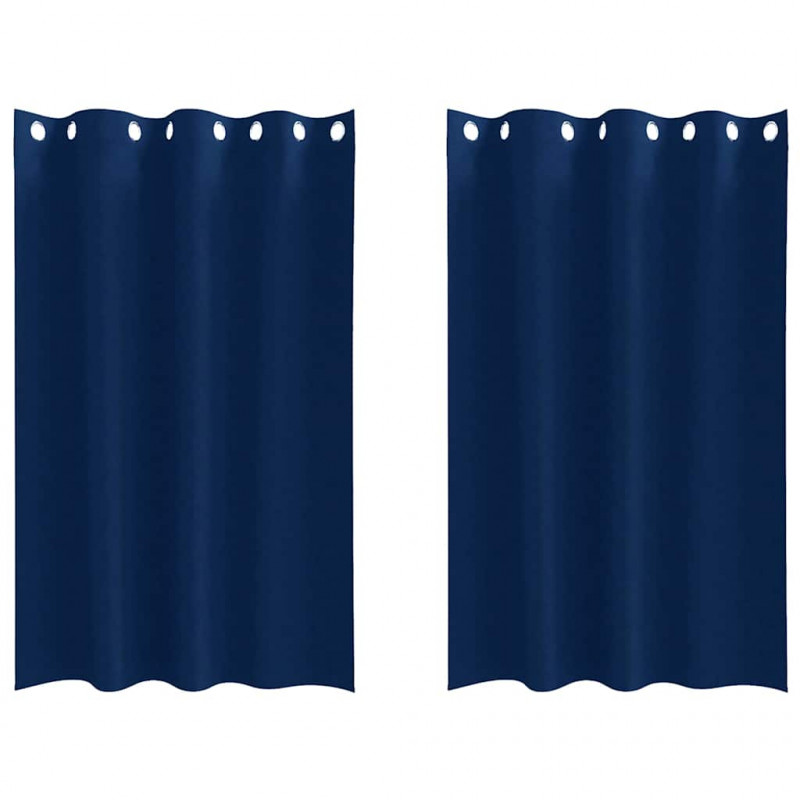 Firany blackout z kółkami 2 pcs Ciemnoniebieski 175 x 140 cm