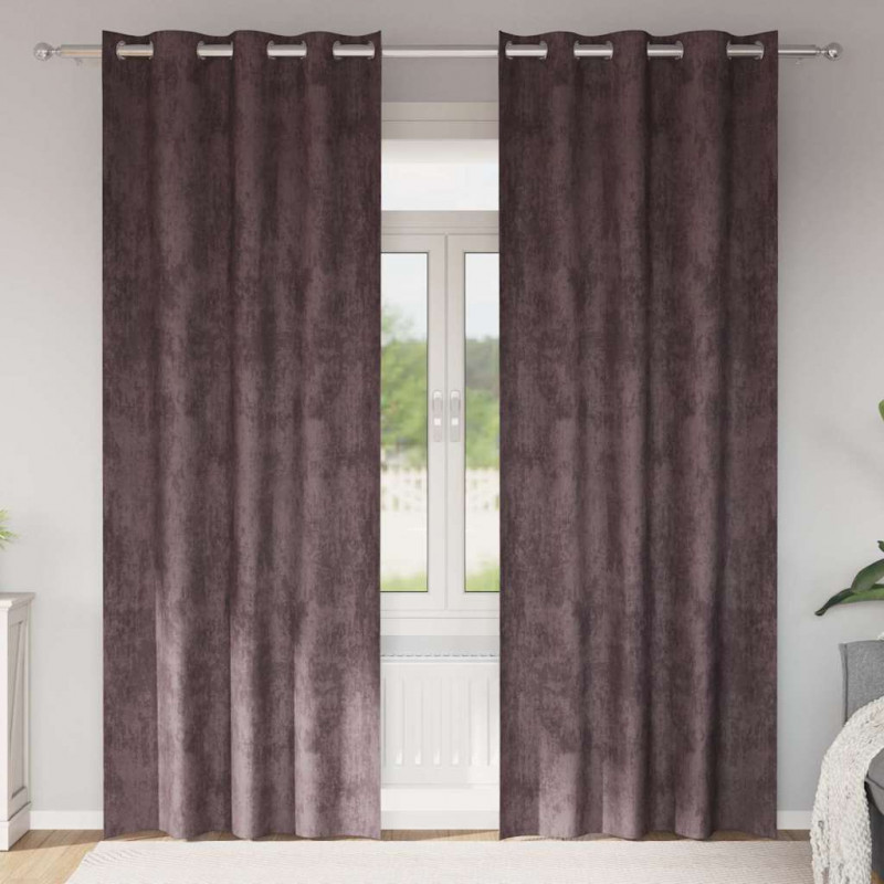 Zasłony z weluru z zasłonami 2 pcs Brązowy 225 x 140 cm Aksamit