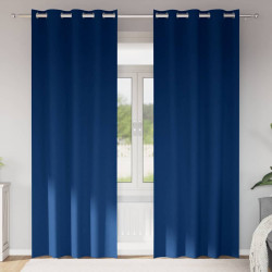 Firany blackout z kółkami 2 pcs Ciemnoniebieski 245 x 140 cm