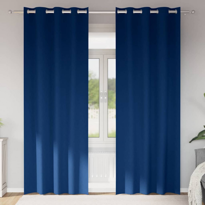 Firany blackout z kółkami 2 pcs Ciemnoniebieski 245 x 140 cm