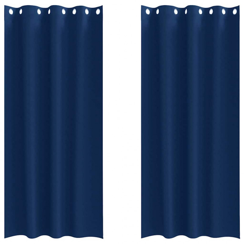 Firany blackout z kółkami 2 pcs Ciemnoniebieski 245 x 140 cm