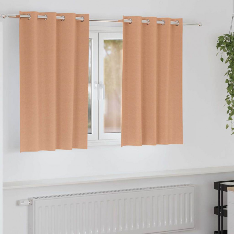 Firany blackout z kółkami 2 pcs Jasny Brąz 140 x 140 cm