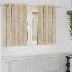 Zasłony z weluru z zasłonami 2 pcs Kremowy 140 x 140 cm Aksamit
