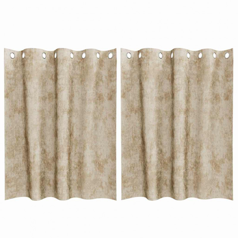 Zasłony z weluru z zasłonami 2 pcs Kremowy 140 x 140 cm Aksamit