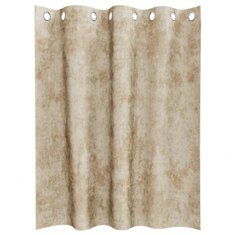 Zasłony z weluru z zasłonami 2 pcs Kremowy 140 x 140 cm Aksamit