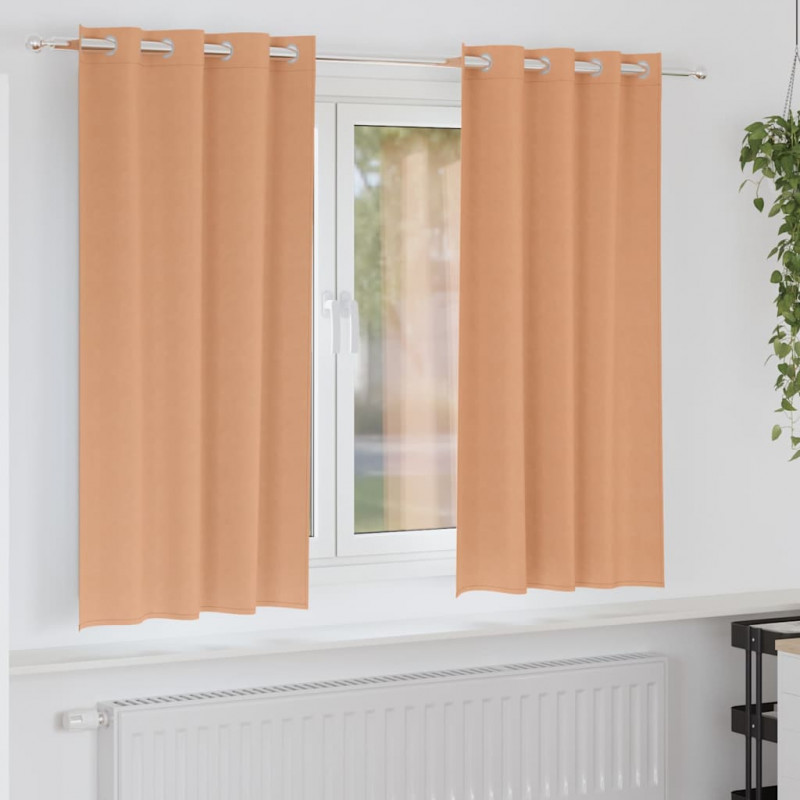 Firany blackout z kółkami 2 pcs Jasny Brąz 175 x 140 cm