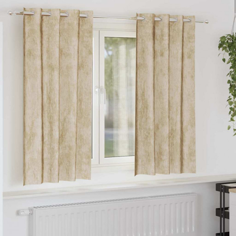Zasłony z weluru z zasłonami 2 pcs Kremowy 175 x 140 cm Aksamit
