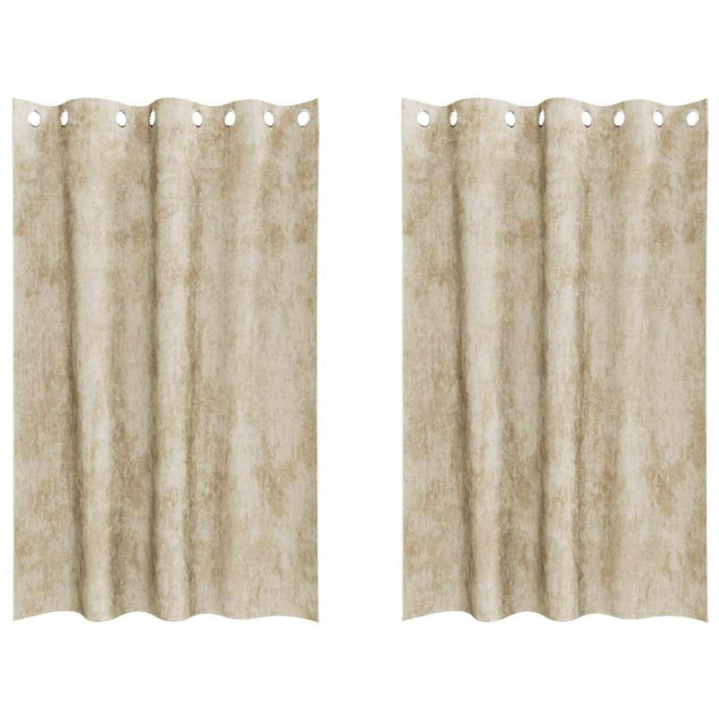 Zasłony z weluru z zasłonami 2 pcs Kremowy 175 x 140 cm Aksamit