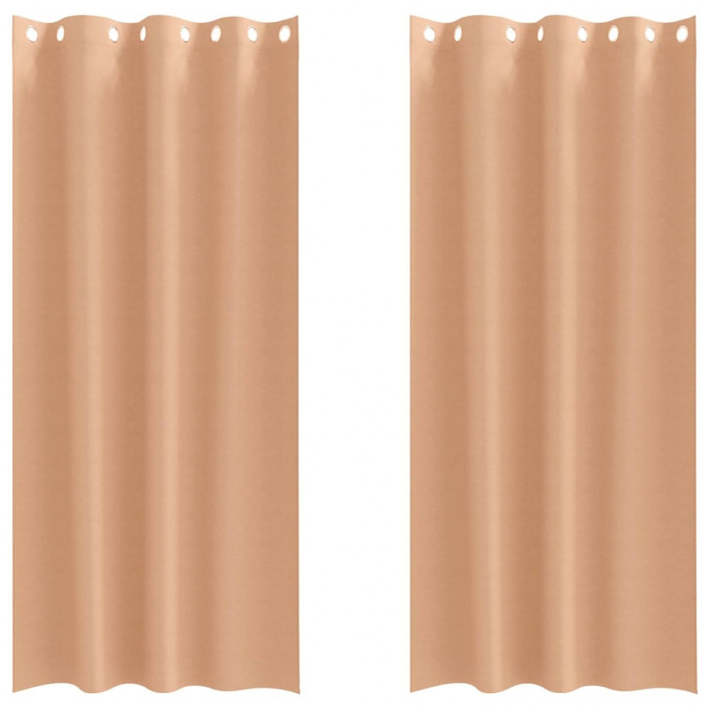 Firany blackout z kółkami 2 pcs Jasny Brąz 225 x 140 cm