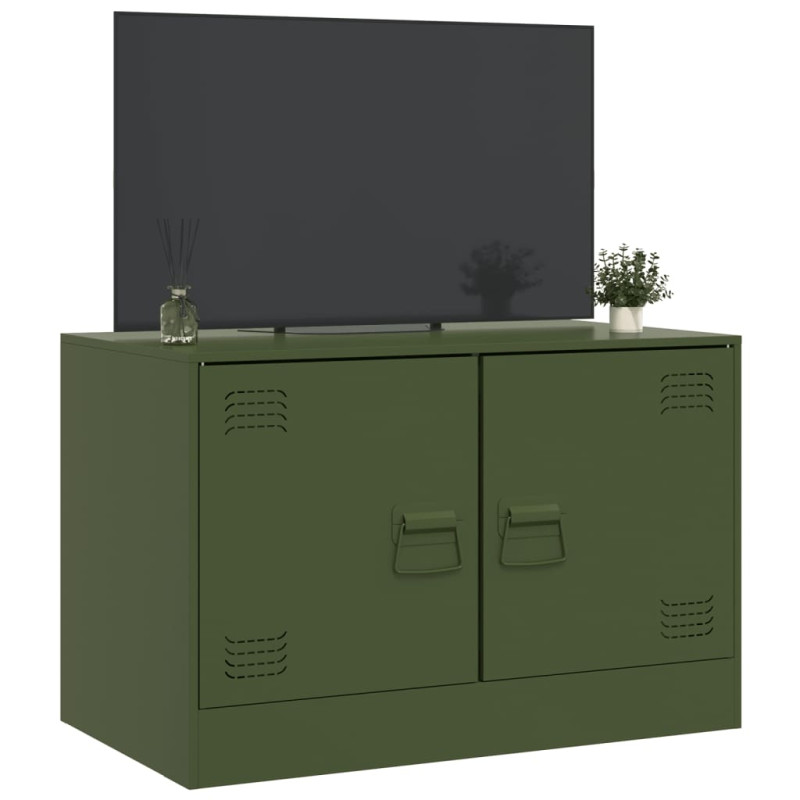 Szafka pod telewizor, oliwkowa, 67x39x44 cm, stalowa