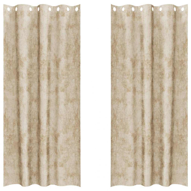 Zasłony z weluru z zasłonami 2 pcs Kremowy 225 x 140 cm Aksamit