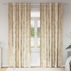 Zasłony z weluru z zasłonami 2 pcs Kremowy 245 x 140 cm Aksamit