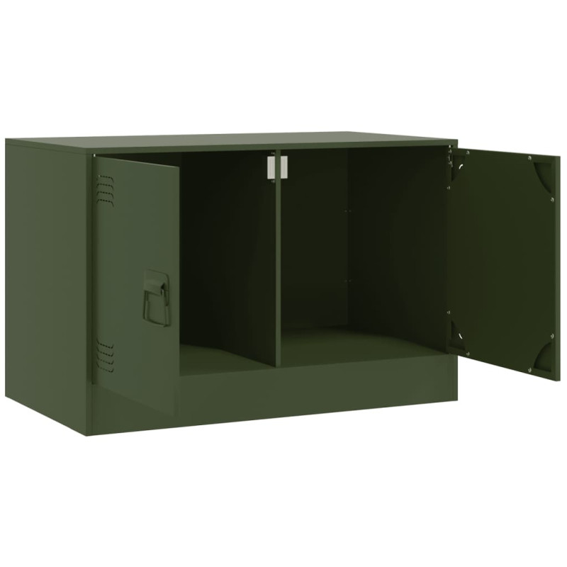 Szafka pod telewizor, oliwkowa, 67x39x44 cm, stalowa