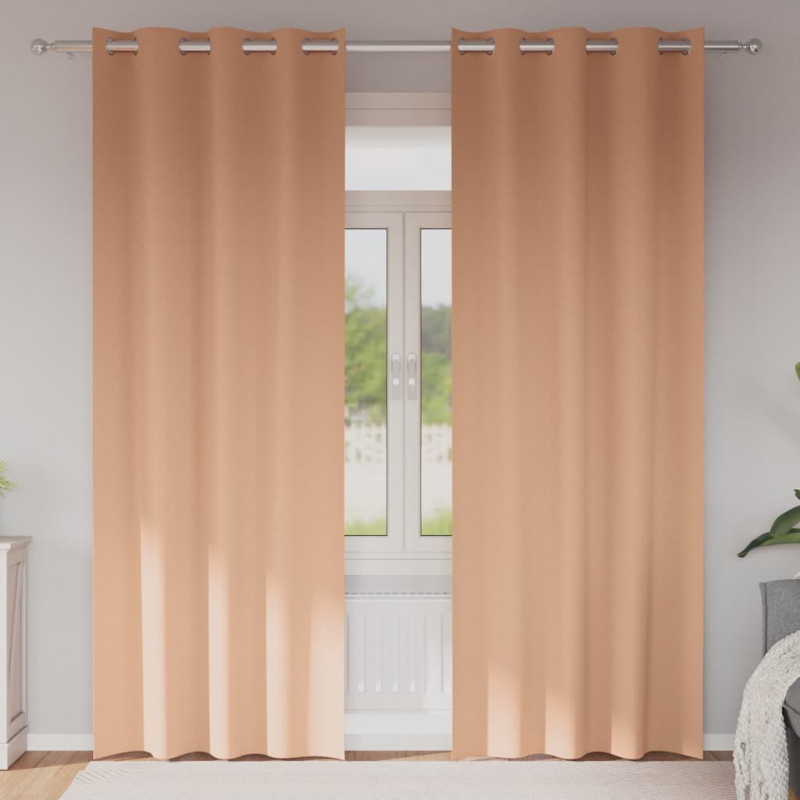 Firany blackout z kółkami 2 pcs Jasny Brąz 260 x 140 cm