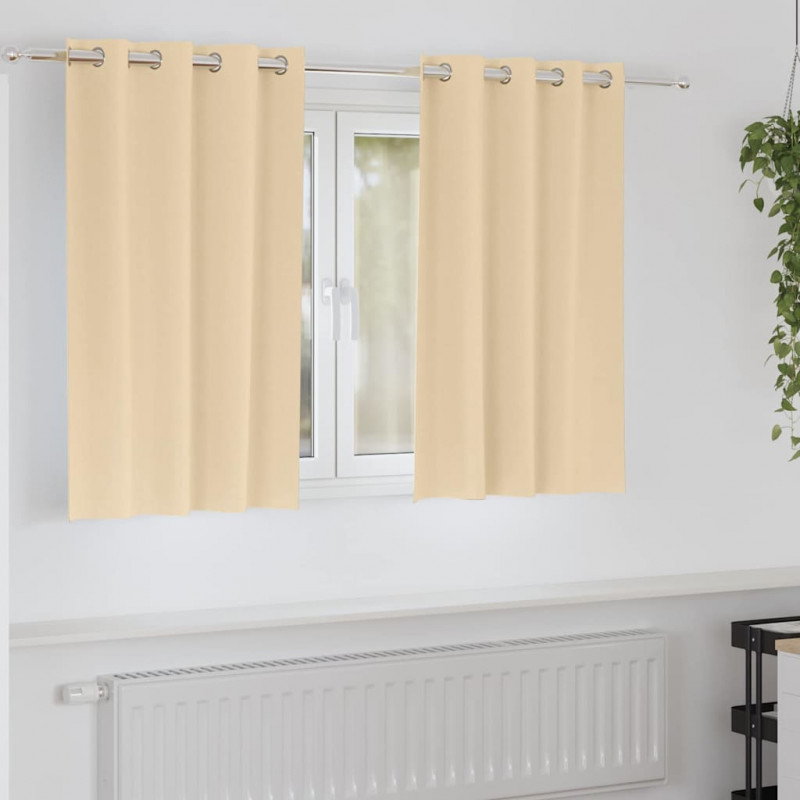 Firany blackout z kółkami 2 pcs Kremowy 140 x 140 cm Poliester
