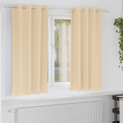 Firany blackout z kółkami 2 pcs Kremowy 175 x 140 cm Poliester