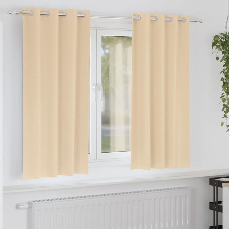 Firany blackout z kółkami 2 pcs Kremowy 175 x 140 cm Poliester
