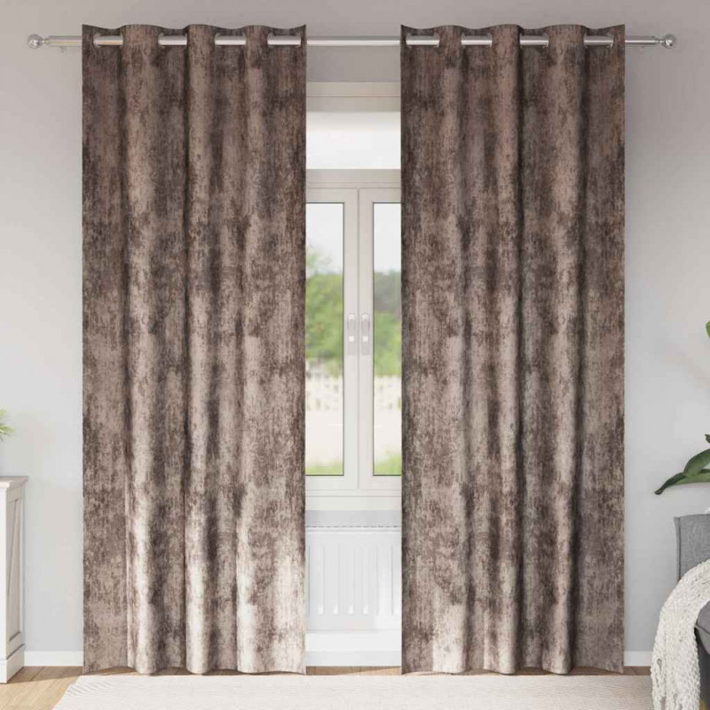 Zasłony z weluru 2 pcs Cappuccino 225 x 140 cm Aksamit
