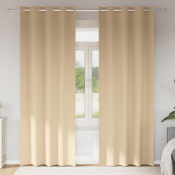 Firany blackout z kółkami 2 pcs Kremowy 260 x 140 cm Poliester