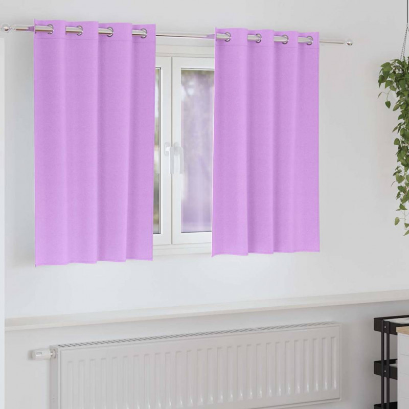 Firany blackout z kółkami 2 pcs Fioletowy 140 x 140 cm