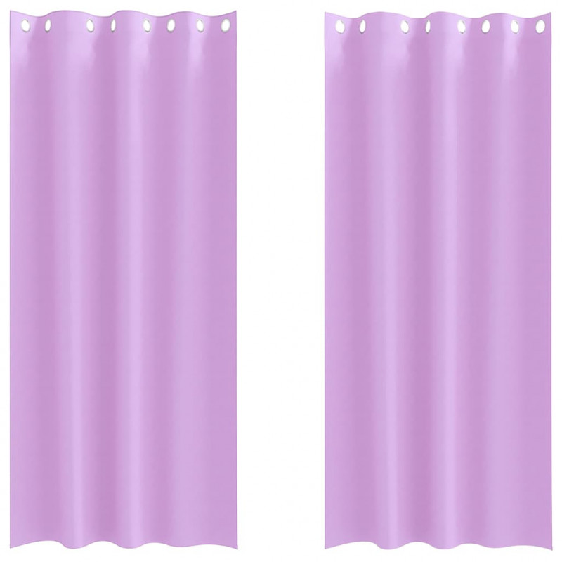 Firany blackout z kółkami 2 pcs Fioletowy 225 x 140 cm