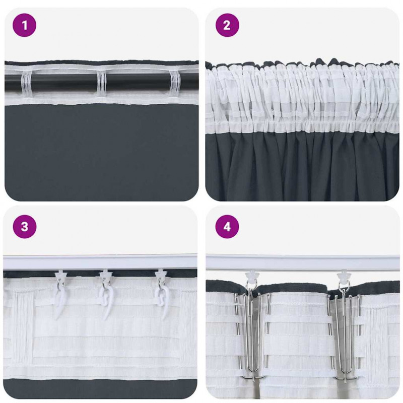 Zasłony z weluru 2 pcs Srebrnoszary 260 x 140 cm Aksamit