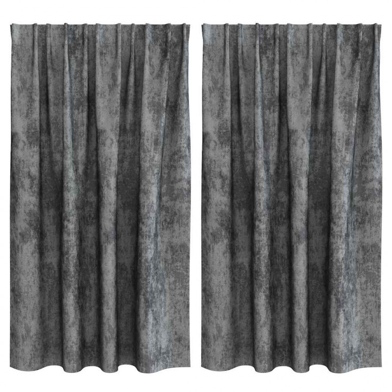 Zasłony z weluru z zasłonami 2 pcs Szary 140 x 140 cm Aksamit