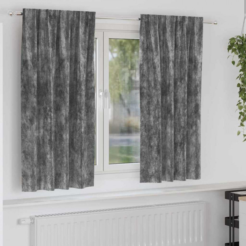 Zasłony z weluru z zasłonami 2 pcs Szary 175 x 140 cm Aksamit