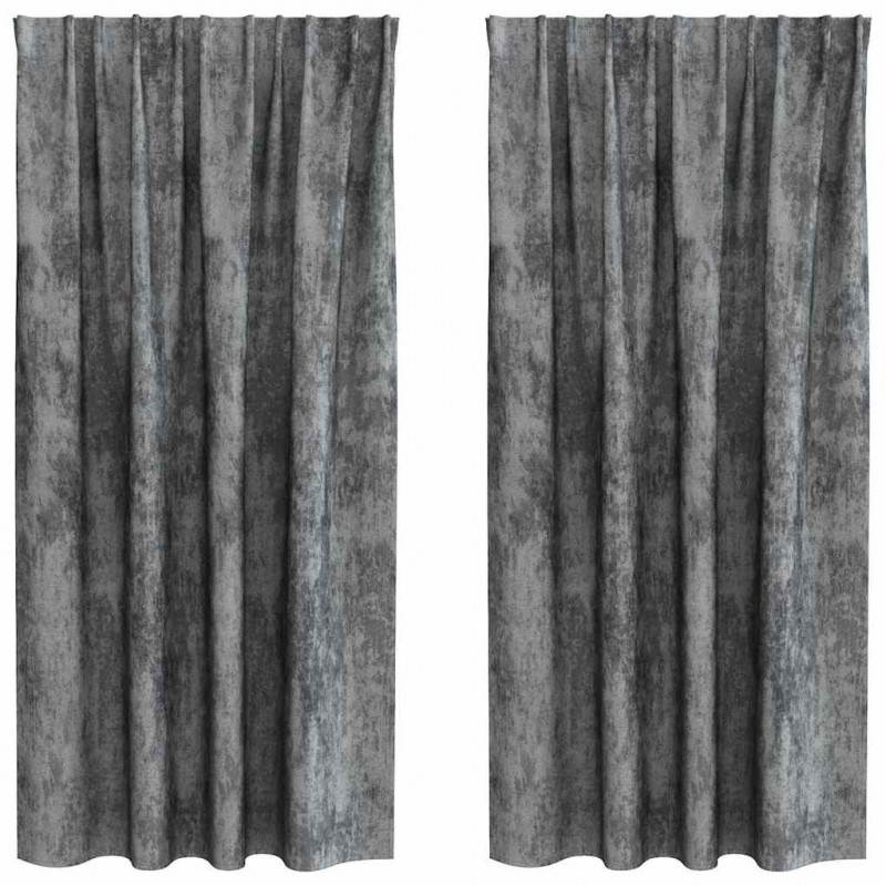 Zasłony z weluru z zasłonami 2 pcs Szary 175 x 140 cm Aksamit