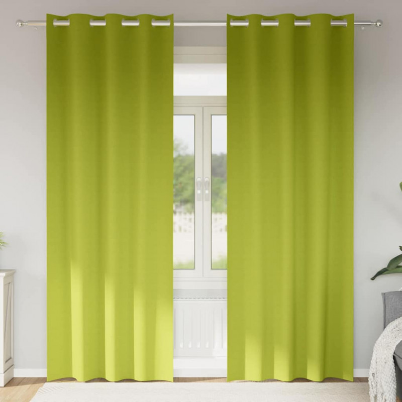 Firany blackout z kółkami 2 pcs Zielony 260 x 140 cm Poliester