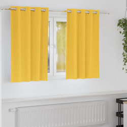 Firany blackout z kółkami 2 pcs Musztardowy Żółty 140 x 140 cm