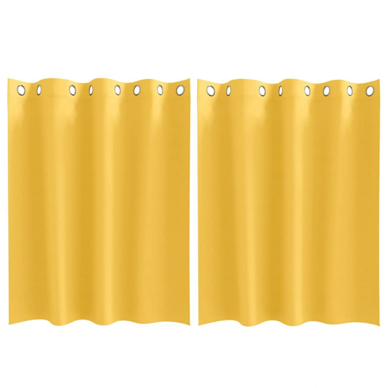 Firany blackout z kółkami 2 pcs Musztardowy Żółty 140 x 140 cm