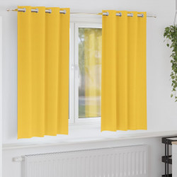 Firany blackout z kółkami 2 pcs Musztardowy Żółty 175 x 140 cm