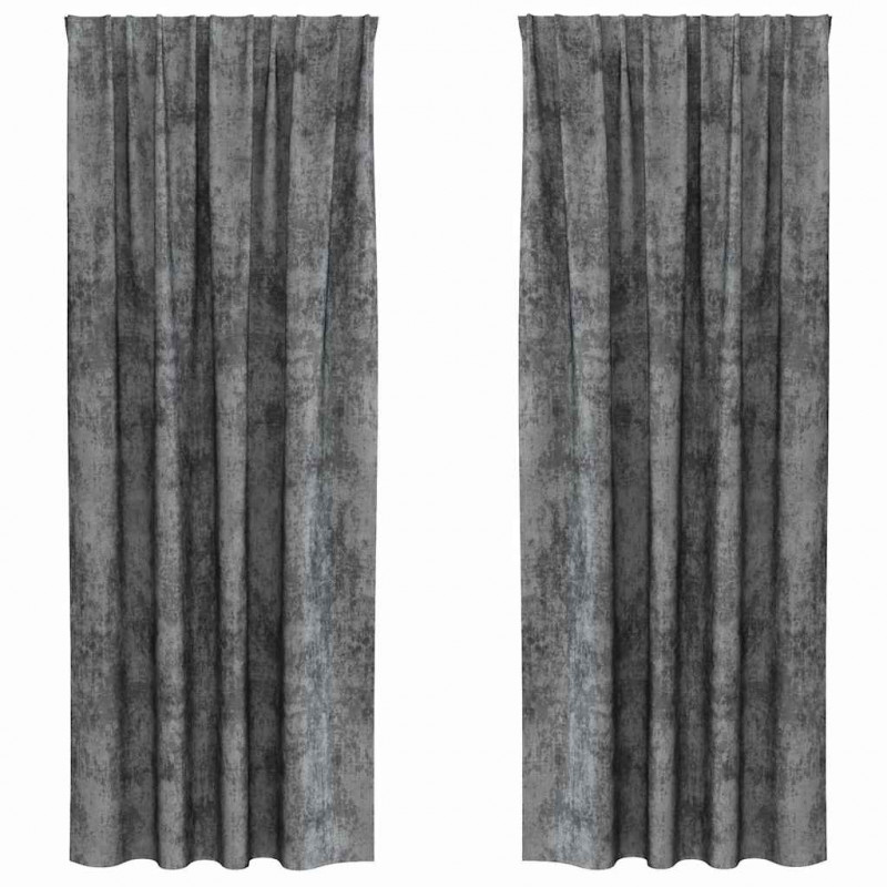 Zasłony z weluru z zasłonami 2 pcs Szary 260 x 140 cm Aksamit