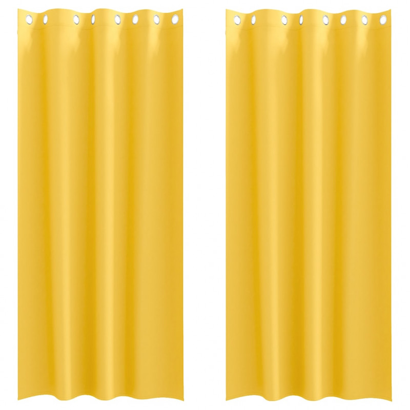 Firany blackout z kółkami 2 pcs Musztardowy Żółty 225 x 140 cm