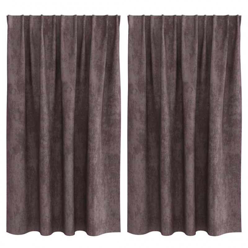 Zasłony z weluru z zasłonami 2 pcs Brązowy 140 x 140 cm Aksamit