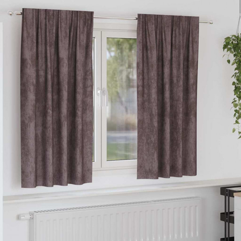 Zasłony z weluru z zasłonami 2 pcs Brązowy 175 x 140 cm Aksamit
