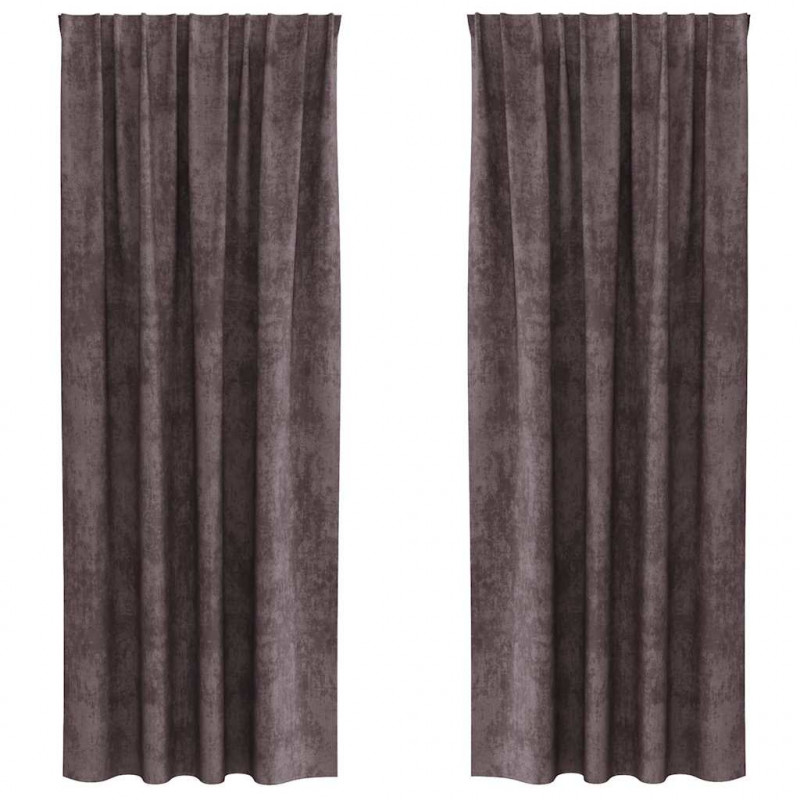 Zasłony z weluru z zasłonami 2 pcs Brązowy 225 x 140 cm Aksamit