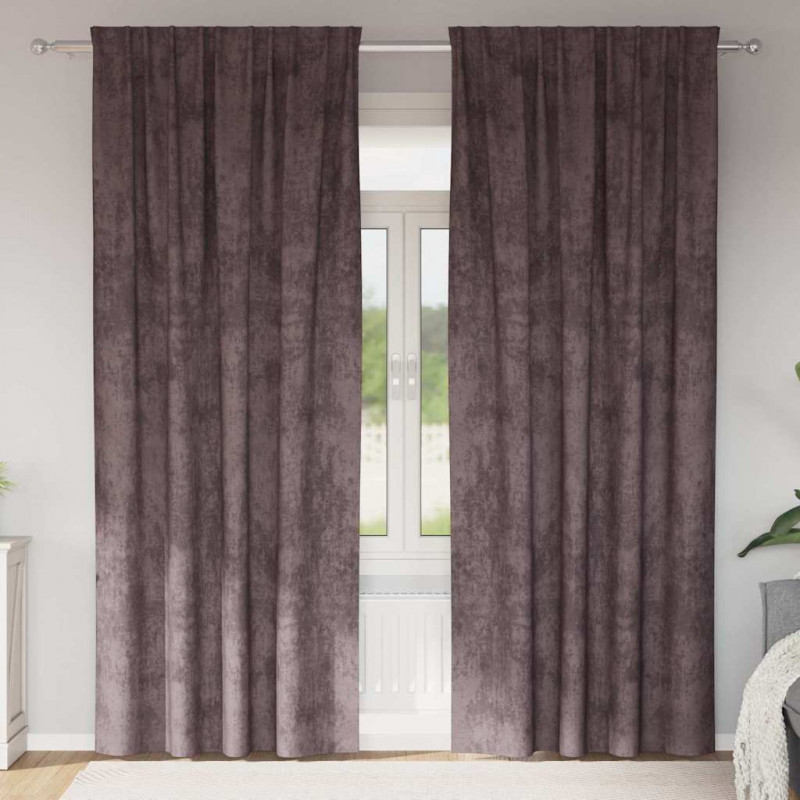 Zasłony z weluru z zasłonami 2 pcs Brązowy 260 x 140 cm Aksamit