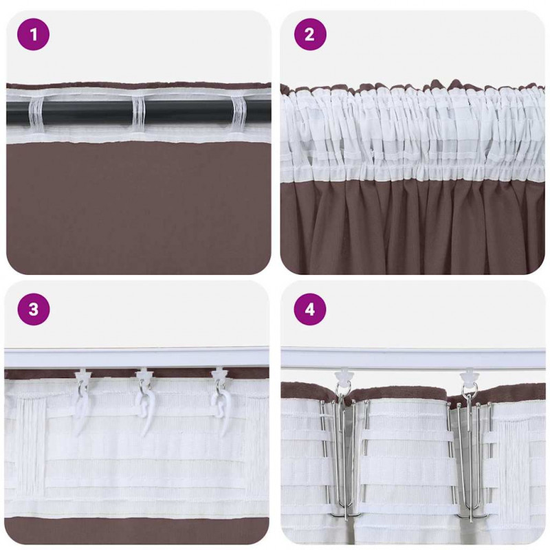 Zasłony z weluru z zasłonami 2 pcs Brązowy 260 x 140 cm Aksamit