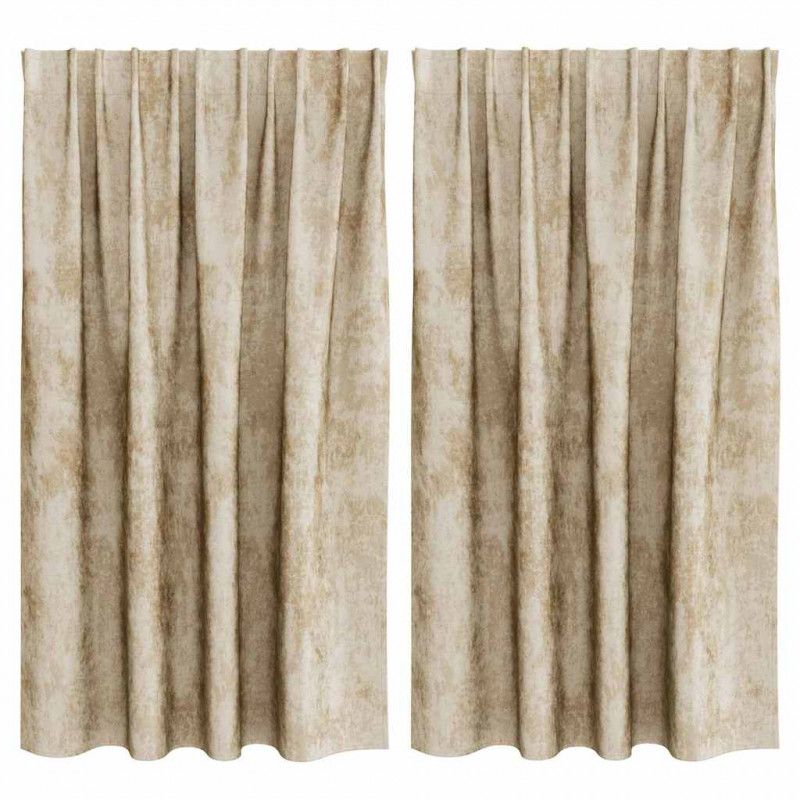 Zasłony z weluru z zasłonami 2 pcs Kremowy 140 x 140 cm Aksamit