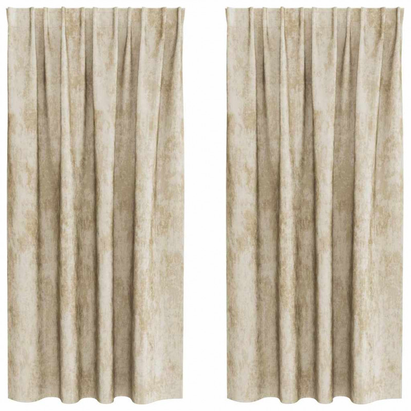 Zasłony z weluru z zasłonami 2 pcs Kremowy 175 x 140 cm Aksamit