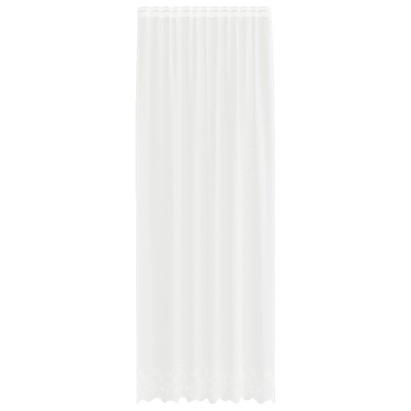 Firanka Koronkowa z zasłonami Biały 260 x 150 cm Poliester