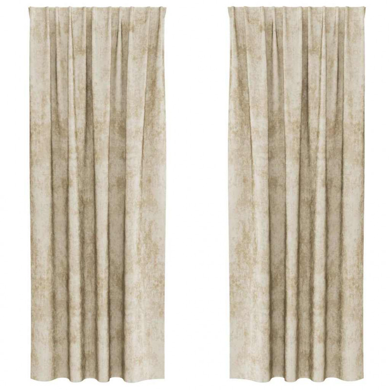 Zasłony z weluru z zasłonami 2 pcs Kremowy 225 x 140 cm Aksamit