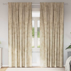 Zasłony z weluru z zasłonami 2 pcs Kremowy 245 x 140 cm Aksamit