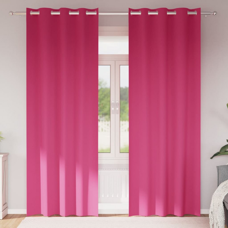 Firany blackout z kółkami 2 pcs Jasnoróżowy 225 x 140 cm