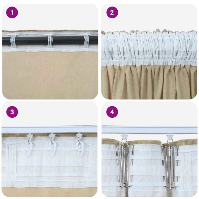 Zasłony z weluru z zasłonami 2 pcs Kremowy 245 x 140 cm Aksamit