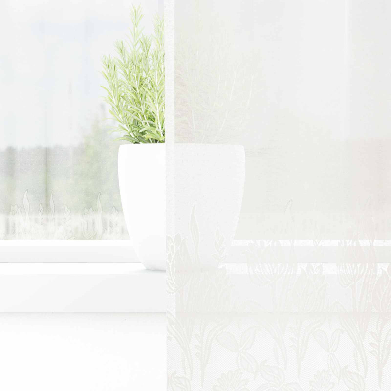 Firanka Koronkowa z zasłonami Biały 100 x 200 cm Poliester