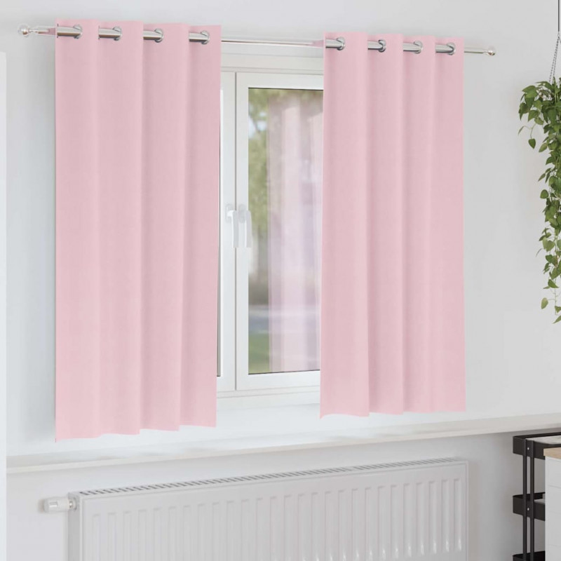 Firany blackout z kółkami 2 pcs Dziecięcy róż 175 x 140 cm